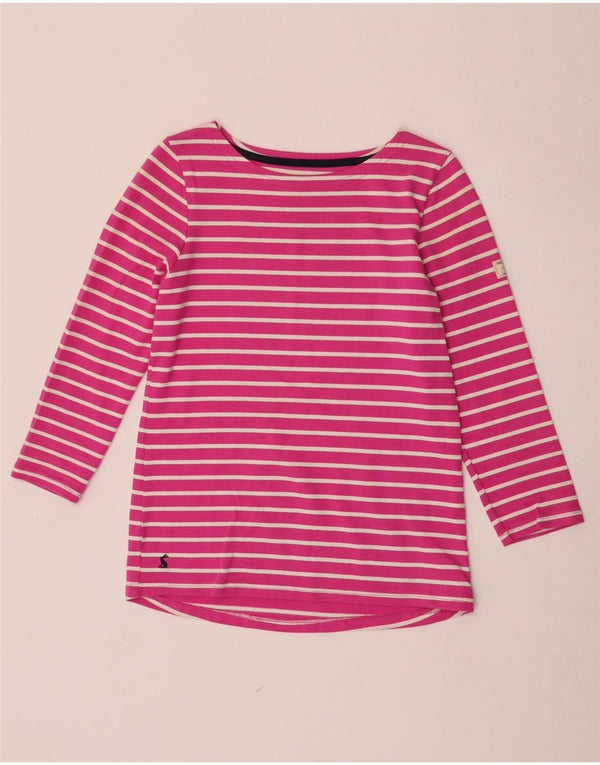 Joules Top da donna manica 3/4 UK 8 piccolo cotone a righe rosa
