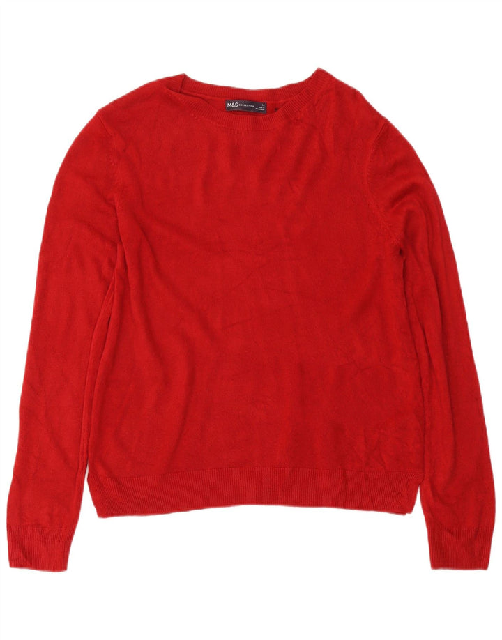 Marks & Spencer Dame sweater med rund hals DK 14 Medium Rød Akryl