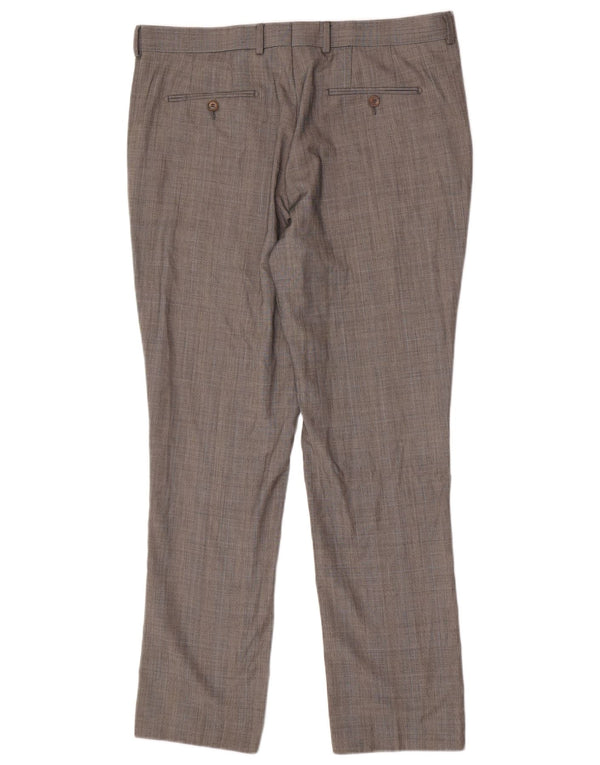 French Connection Mens Regular Casual Trousers W38 L32 Grey Houndstooth