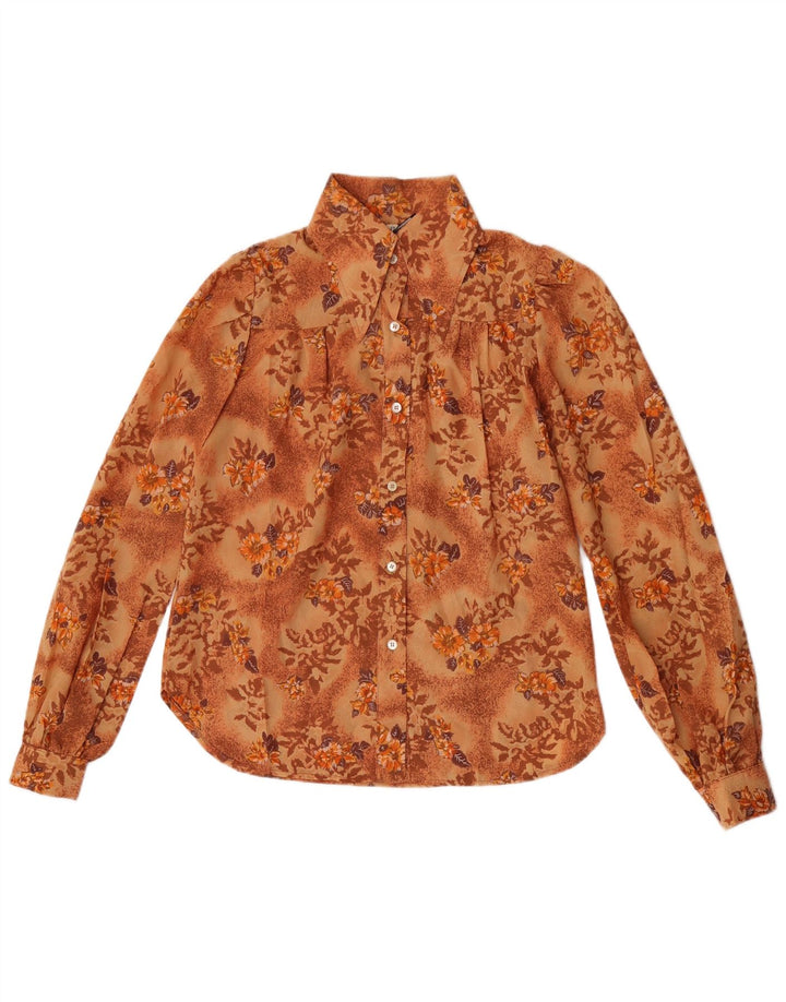 Vintage Womens Shirt IT 42 Medium Orange Floral