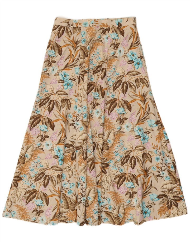 VINTAGE Womens Flared Skirt IT 42 Medium W28  Beige Floral