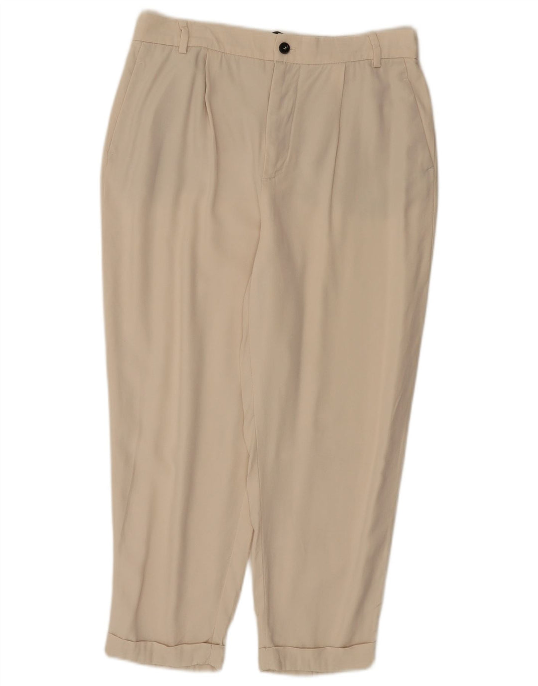 ZARA Womens Pegged Capri Trousers Medium W28 L22 Beige Lyocell