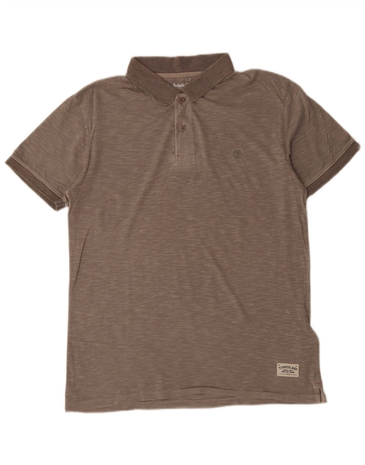 TIMBERLAND Mens Slim Fit Polo Shirt Medium Grey Flecked Cotton