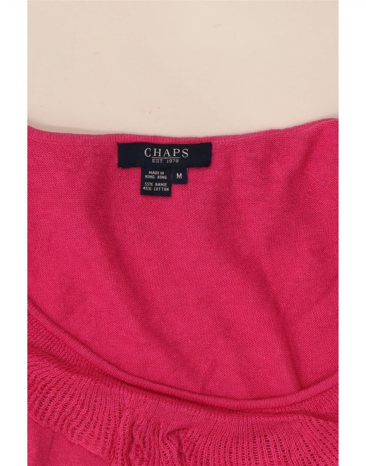 CHAPS Womens Sleeveless Ruffle Front Blouse Top UK 12 Medium Pink Ramie Vintage Chaps and Second-Hand Chaps from Messina Hembry 