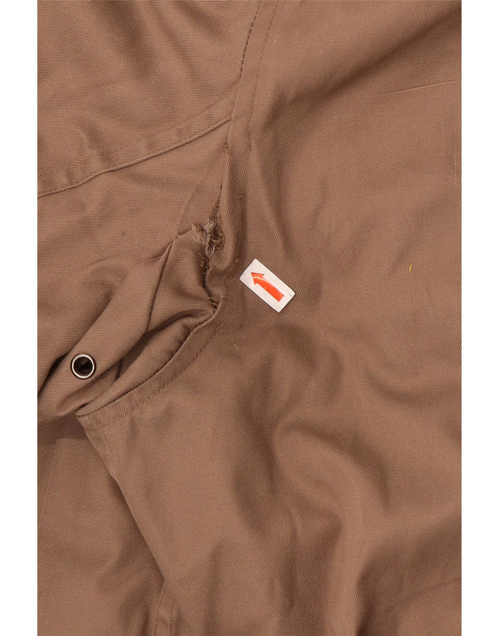 Vintage Mens Hooded Military Jacket IT 52 XL Beige Polyester