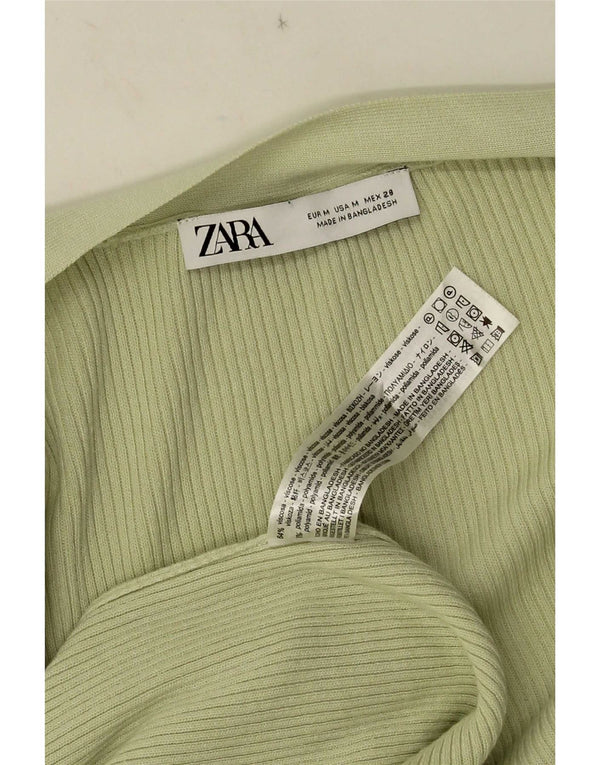 Zara Damen Longline Open Cardigan Pullover UK 14 Mittelgrüne Viskose