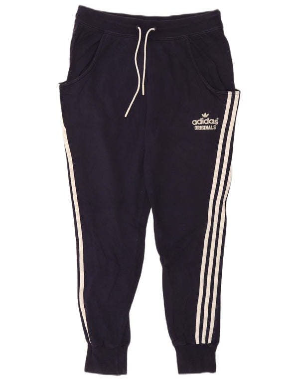Adidas Damen Trainingshose Jogger UK 10 Small Marineblau Baumwolle