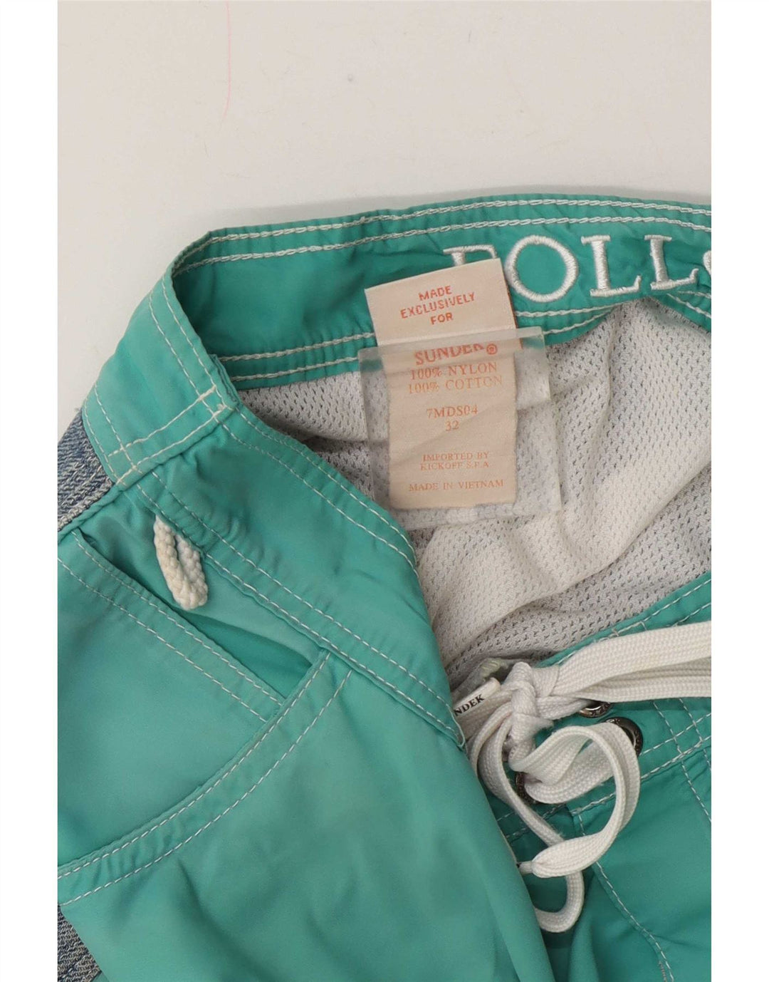 Sundek Mens Swimming Shorts Medium Green Colourblock Cotton