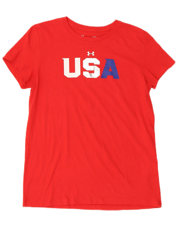 Under Armour Mens Regular Graphic T-Shirt Top Medium Red Cotton