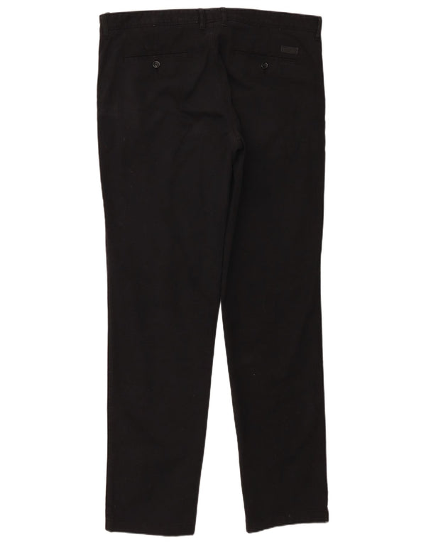 Hugo Boss Mens Straight Chino Trousers IT 52 XL W36 L35 Black Cotton