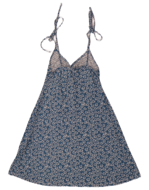 Topshop Vestido de verano para mujer UK 10 Small Azul Floral Viscosa