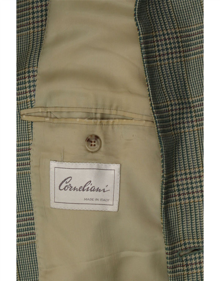 CORNELIANI Mens 2 Button Blazer Jacket UK 40 Large Green Check Vintage Corneliani and Second-Hand Corneliani from Messina Hembry 