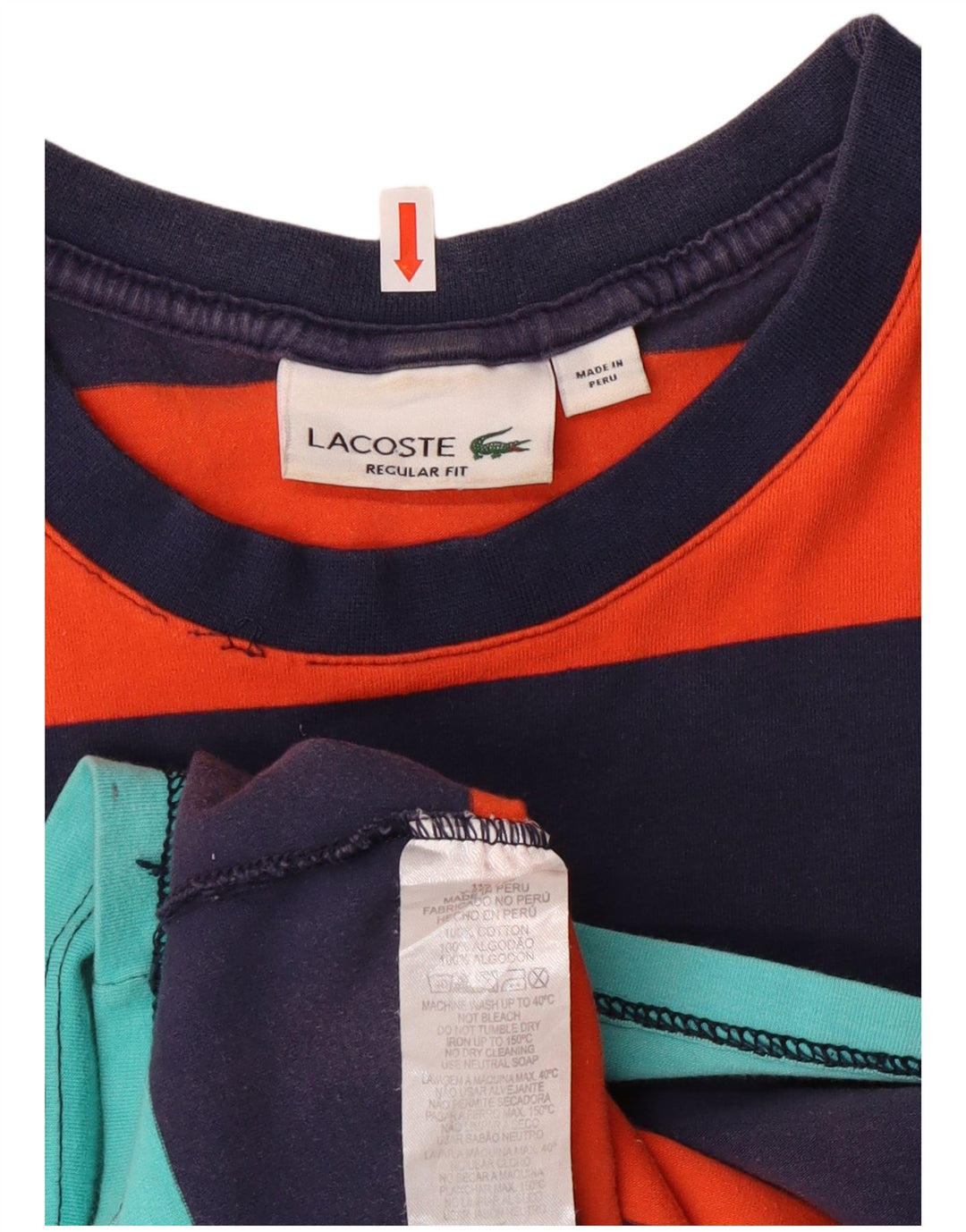 Lacoste Womens Graphic T-Shirt Top UK 14 Medium Multicoloured Striped
