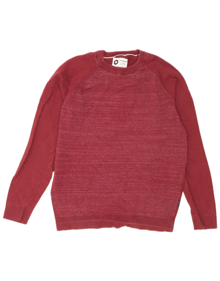 Jack & Jones Mens Crew Neck Jumper Sweater Medium Red Flecked Cotton