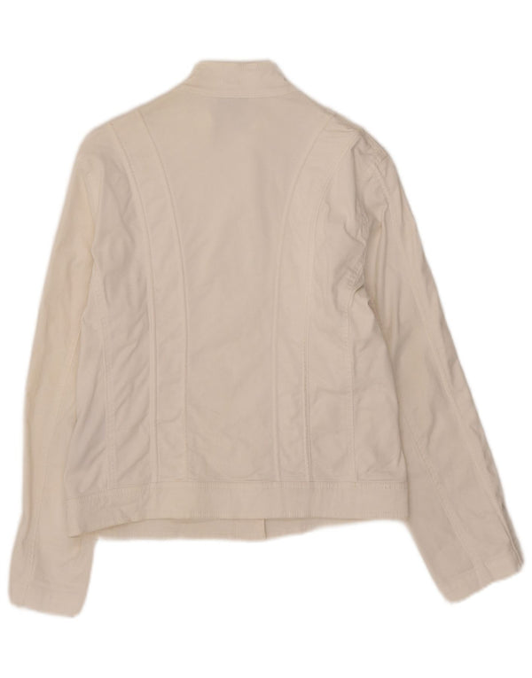 Gant Womens Bomber Jacket UK 12 Medium White Cotton