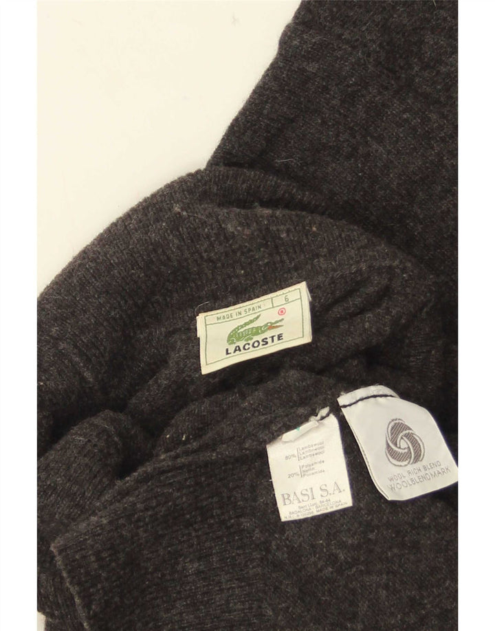 Lacoste Mens Roll Neck Jumper Sweater Size 6 XL Grey Lambswool