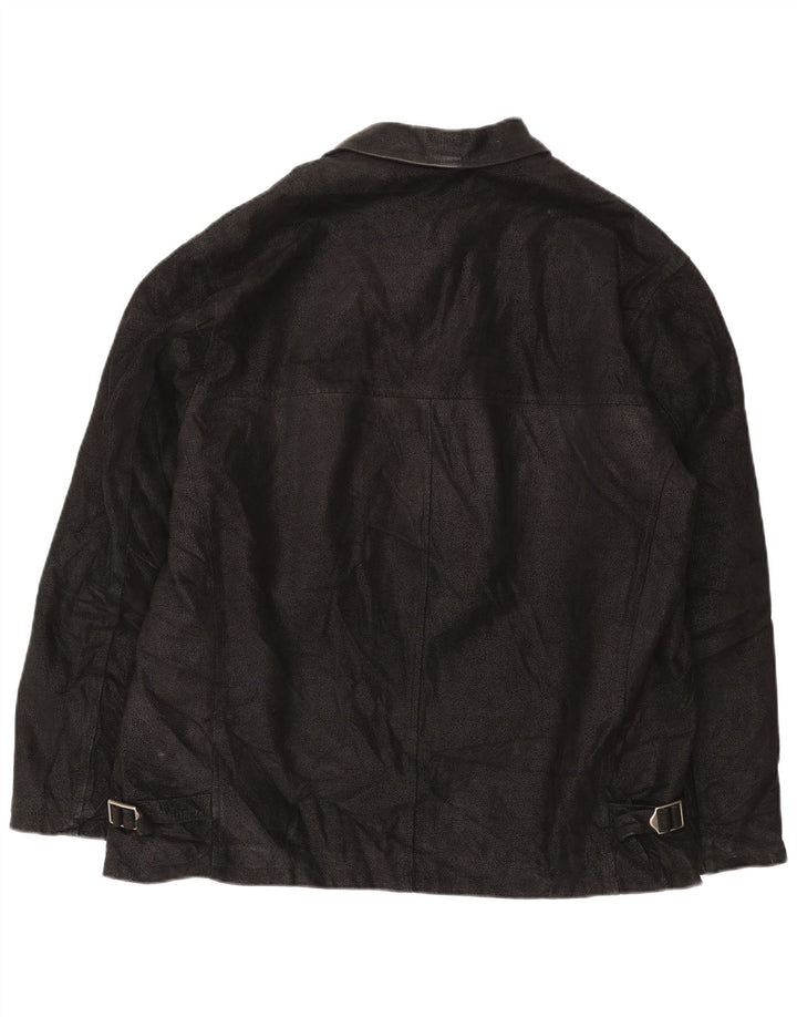SAVE THE FOREST Mens Leather Jacket IT 54 2XL Black Leather