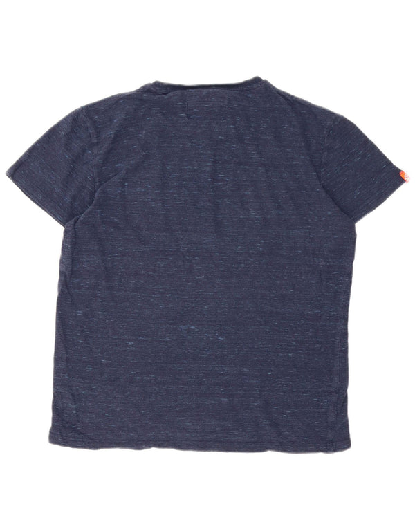 T-shirt da uomo Superdry Top Small in cotone screziato blu navy