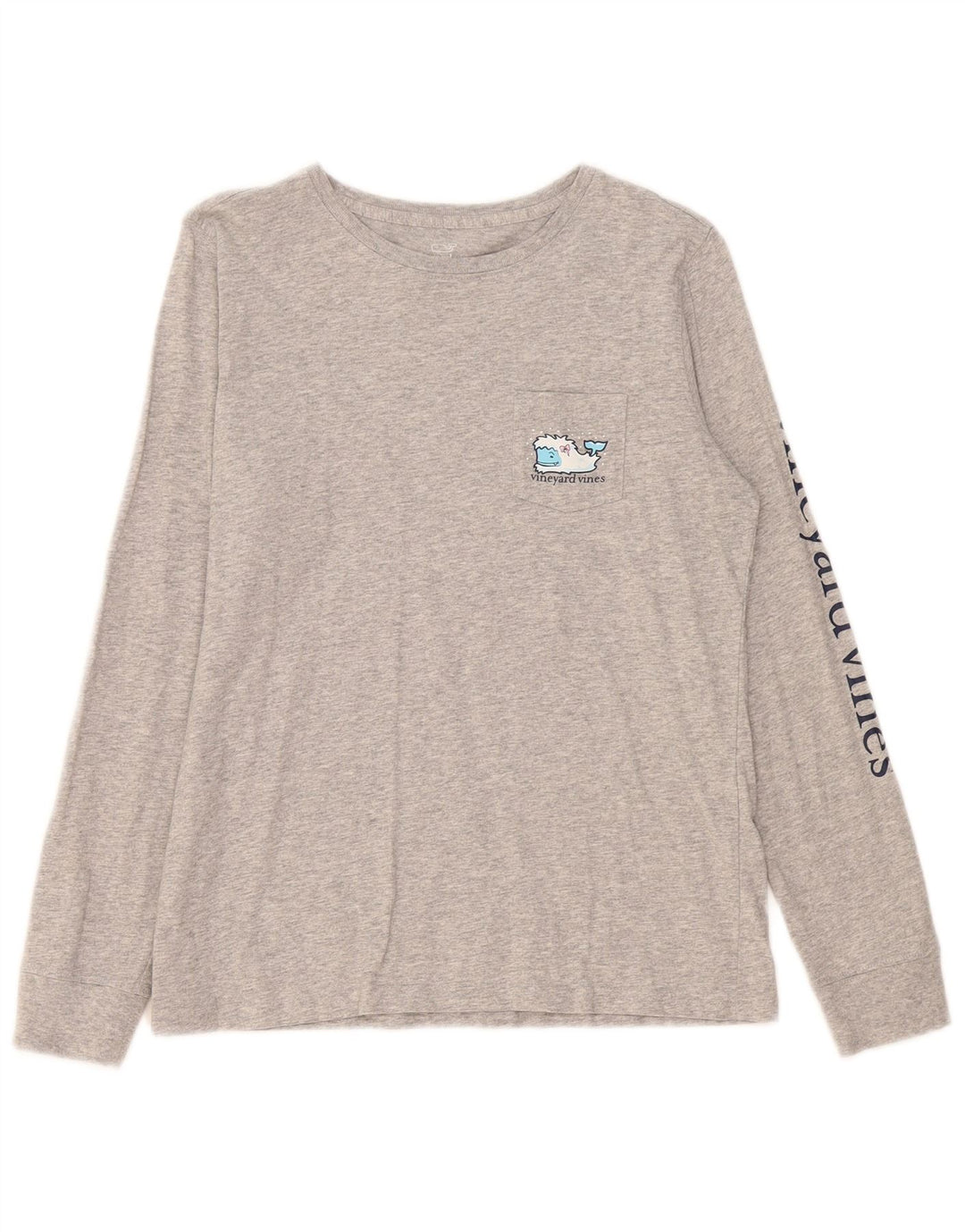 Vineyard Vines Womens Graphic Top Long Sleeve UK 10 Small Grey Flecked