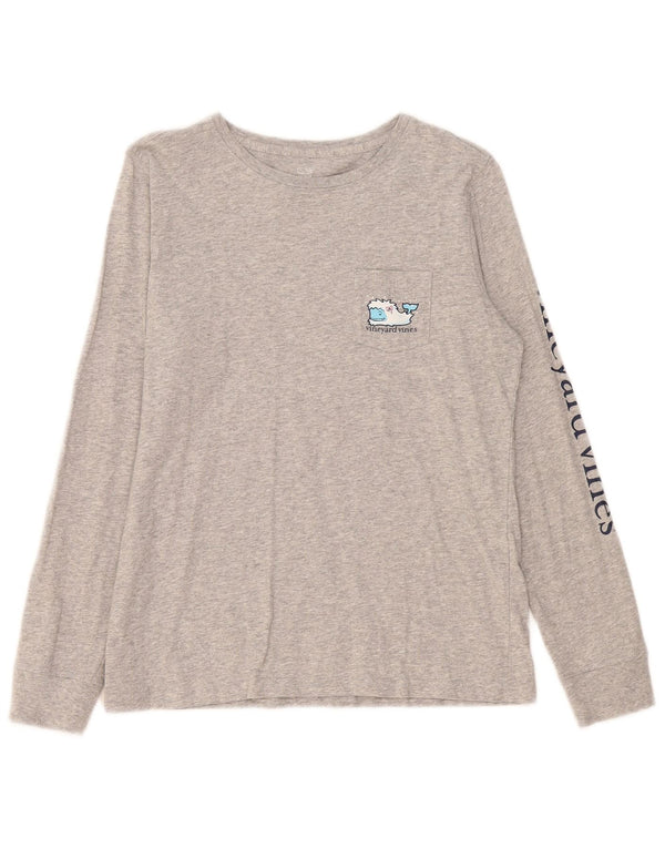 Vineyard Vines Womens Graphic Top Long Sleeve UK 10 Small Grey Flecked