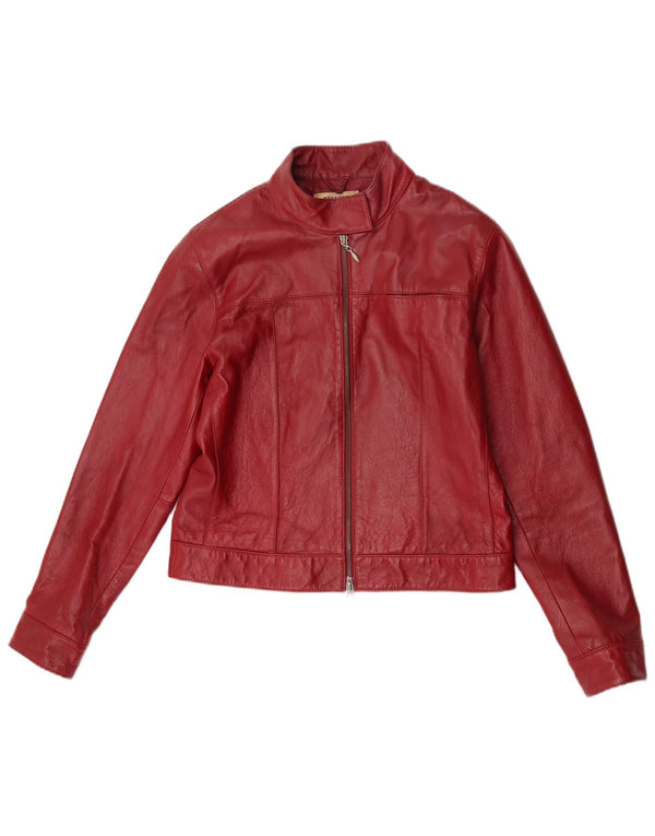 HELLINE Chaqueta de cuero para mujer UK 12 Cuero rojo mediano