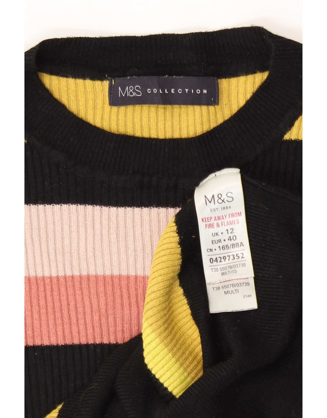 Marks & Spencer Damen-Pullover mit Rundhalsausschnitt, Gr. 12, mittelmehrfarbig