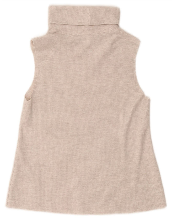 Zara Womens Sleeveless Roll Neck Blouse Top UK 10 Small White