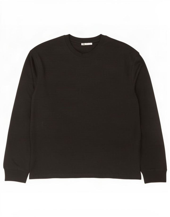 Zara Hombre Top Manga Larga Medio Negro Algodón