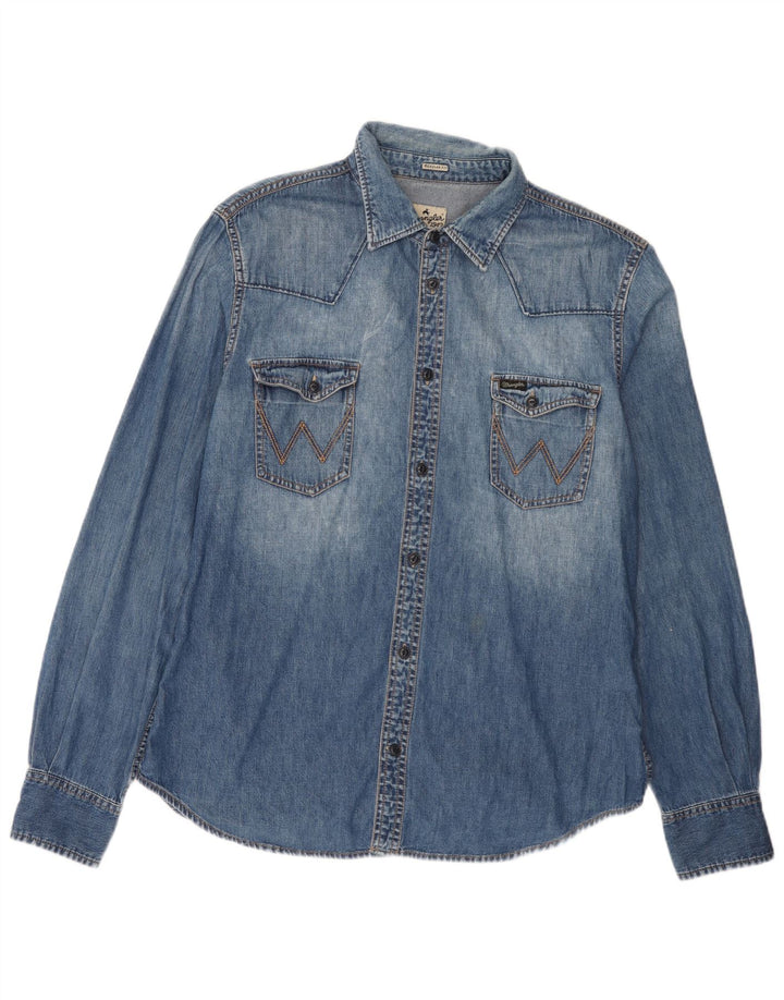 Wrangler Mens Regular Fit Denim Shirt XL Blue Cotton