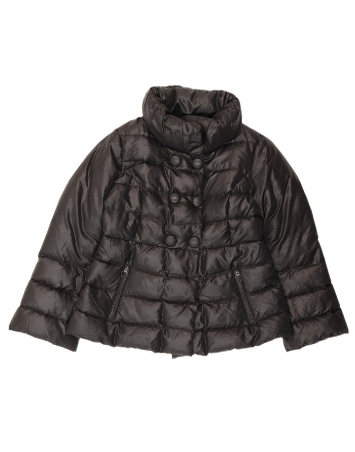 BENETTON Womens Double Breasted Padded Jacket IT 48 Large Black Polyester