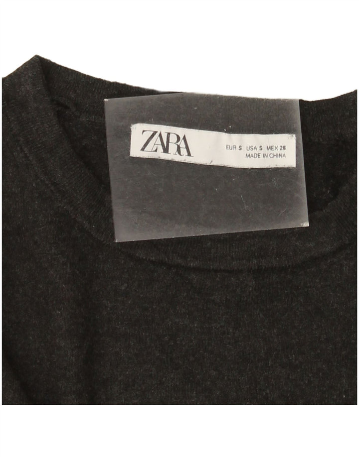 Zara Womens Boat Neck Jumper Sweater UK 10 Small Grey