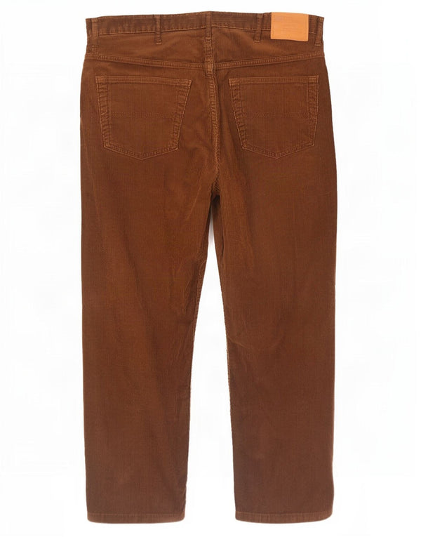 Calça masculina de veludo cotelê Marks & Spencer Blue Harbour W40 L29 marrom
