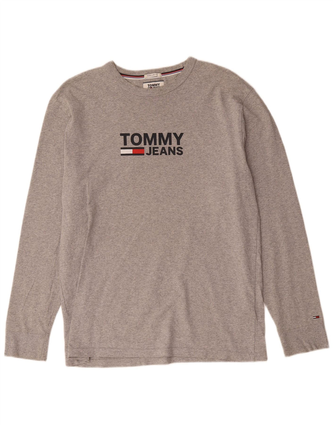 Tommy Hilfiger Uomo Regular Fit Graphic Top manica lunga grigio medio chiazzato