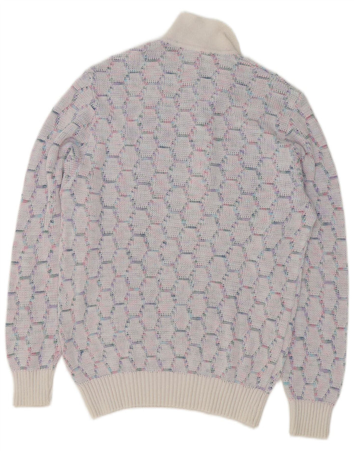 VINTAGE Maglione da uomo con collo alto blu medio geometrico