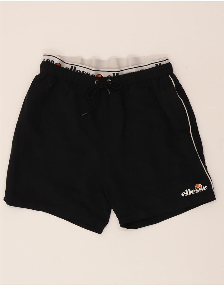 Pantaloncini sportivi grafici da uomo Ellesse, poliestere color block medio nero