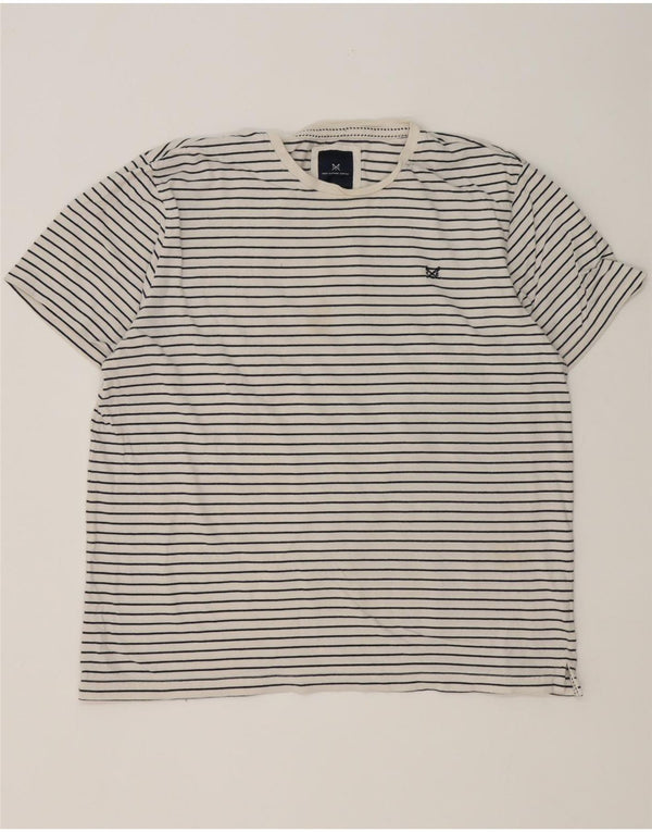 Crew Clothing Mens T-Shirt Top 2XL White Striped Cotton