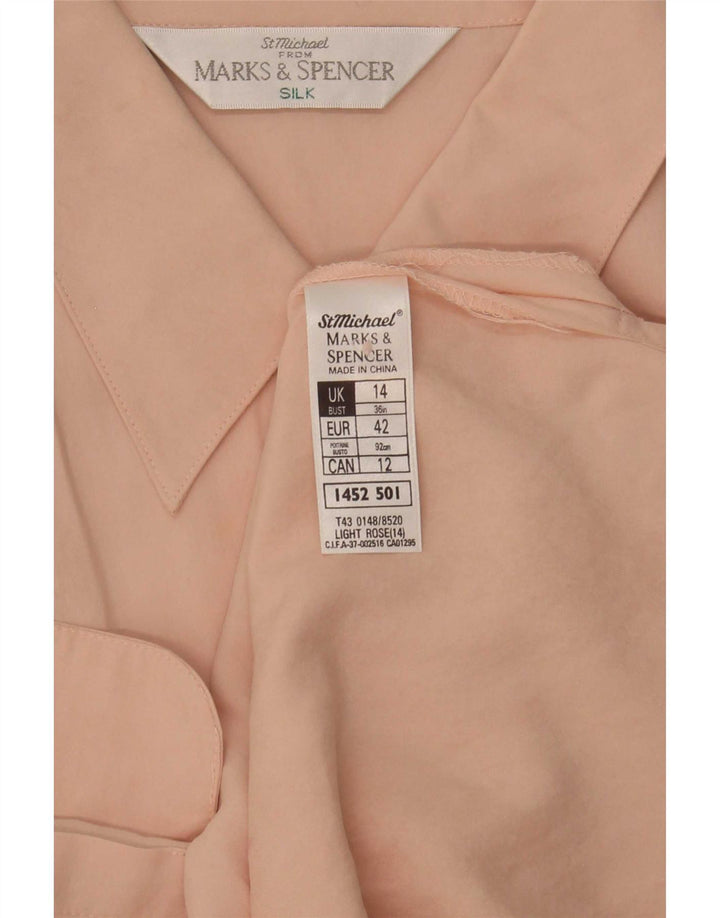 Marks & Spencer Womens St. Michael Shirt Blouse UK 14 Large Pink Silk