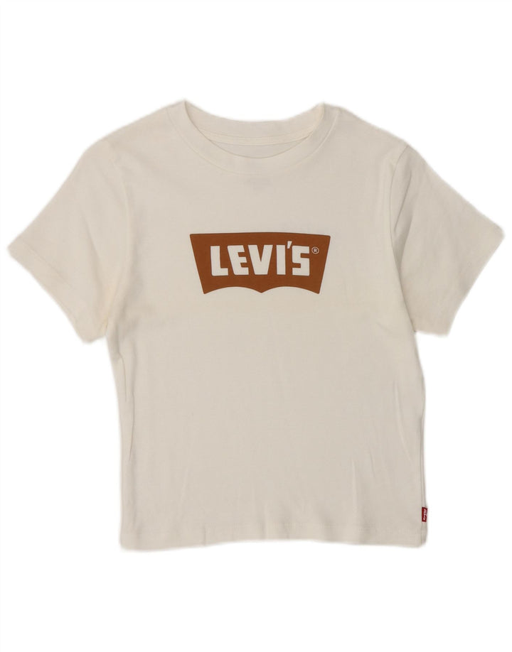 Levi's Womens Crop Graphic T-Shirt Top UK 8 Small White