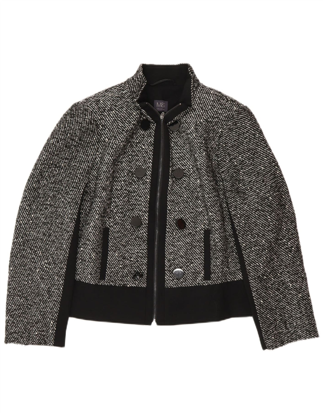 Marks & Spencer Bomberjakke til kvinder UK 14 Large Grå Flecked Polyester