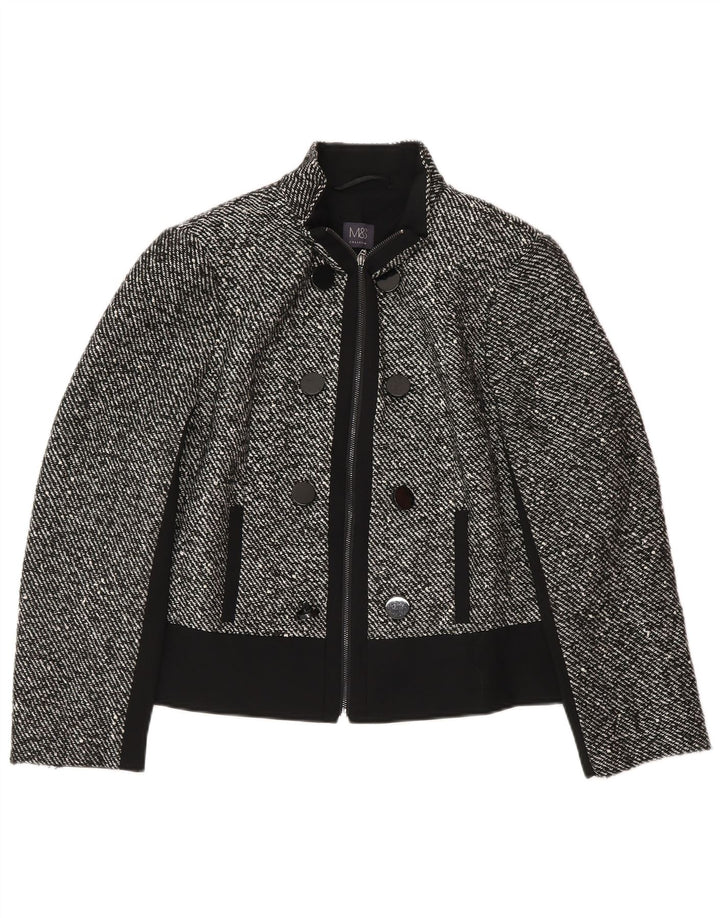 Marks & Spencer Bomberjakke til kvinder UK 14 Large Grå Flecked Polyester