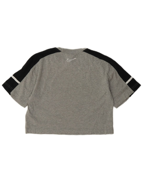 T-shirt grafica corta da donna Nike UK 8 Small in cotone color block grigio