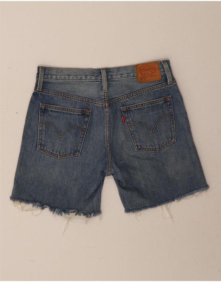 LEVI'S Womens 501 Denim Shorts W26 Small Blue Spotted Cotton