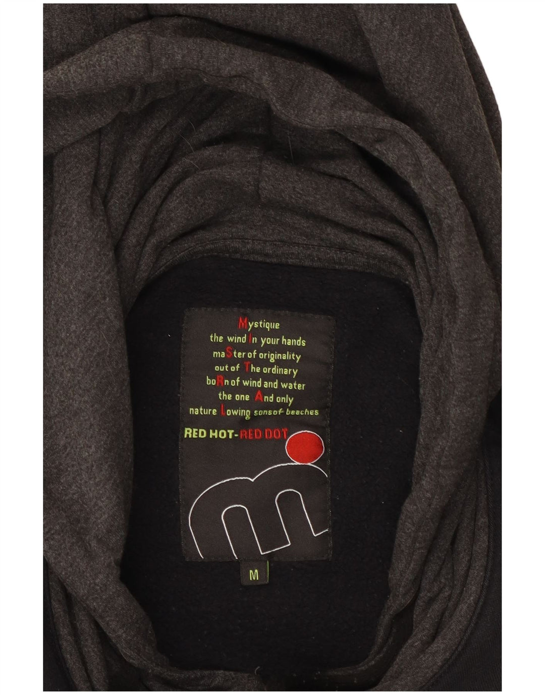 MISTRAL Mens Graphic Zip Hoodie Sweater Medium Black