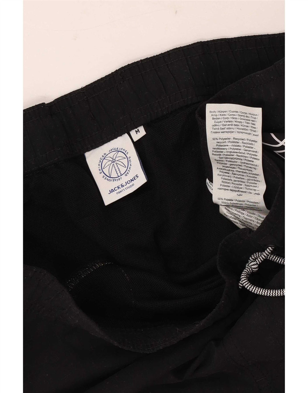 Jack & Jones Mens Graphic Swimming Shorts Medium Black Polyester