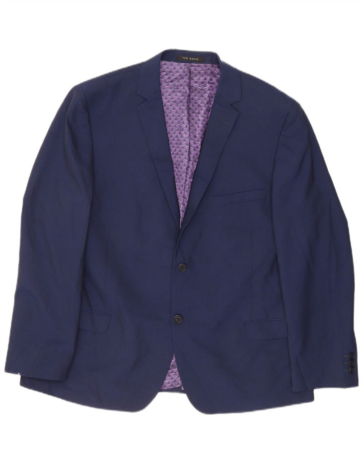 Ted Baker Herren-Blazer mit 2 Knöpfen, UK 46 3XL, marineblaue Wolle