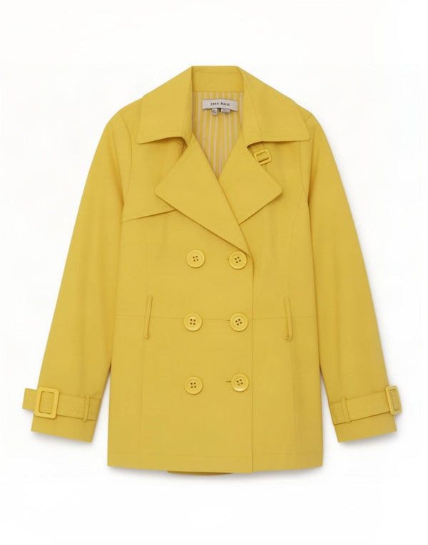 Zara Mujer Gabardina UK 10 Small Poliéster Amarillo