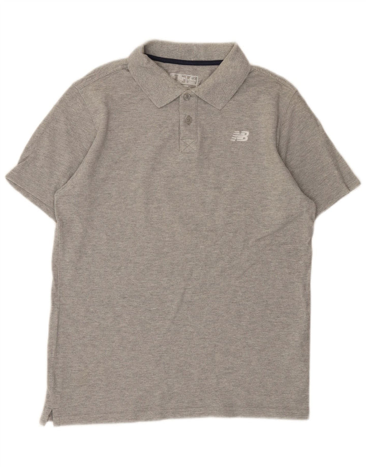 New Balance Mens Polo Shirt Medium Grey Flecked Cotton