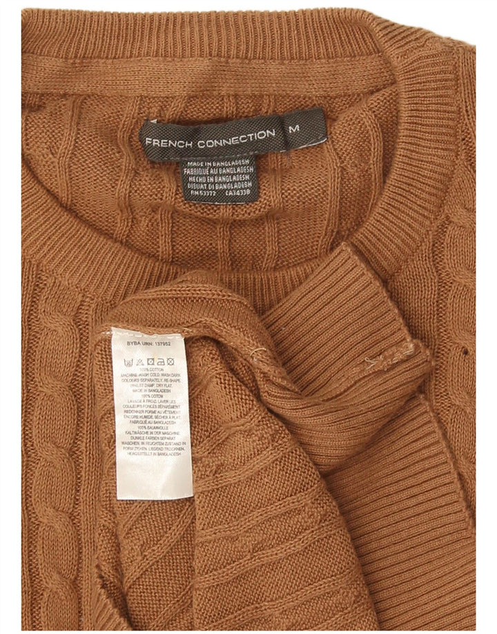 French Connection Mens Crew Neck Jumper Sweater Medium Brown Cotton