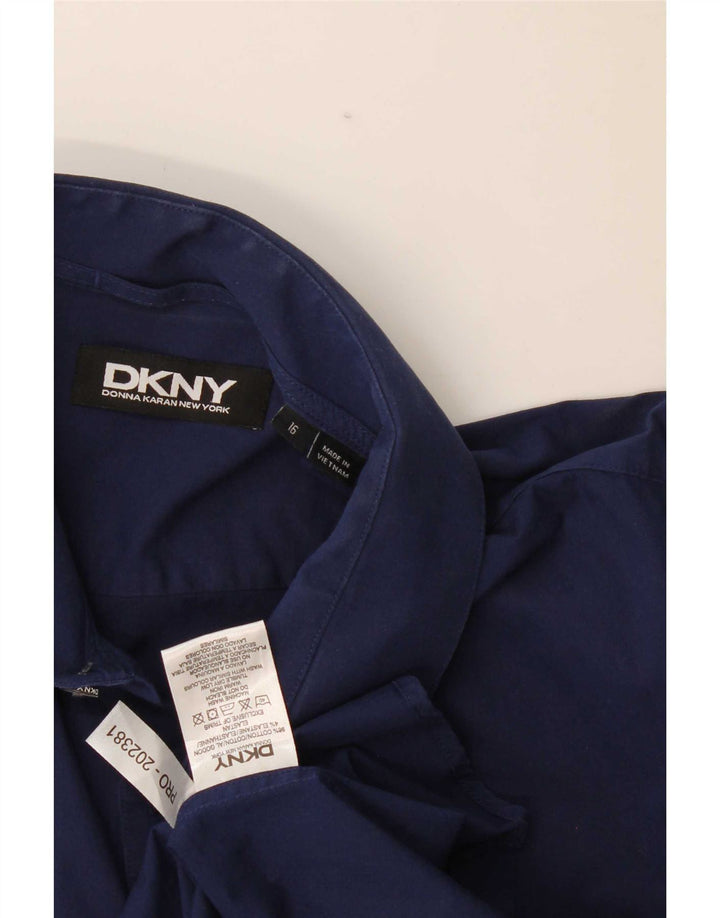 Dkny Mens Shirt Size 16 Large Navy Blue Cotton