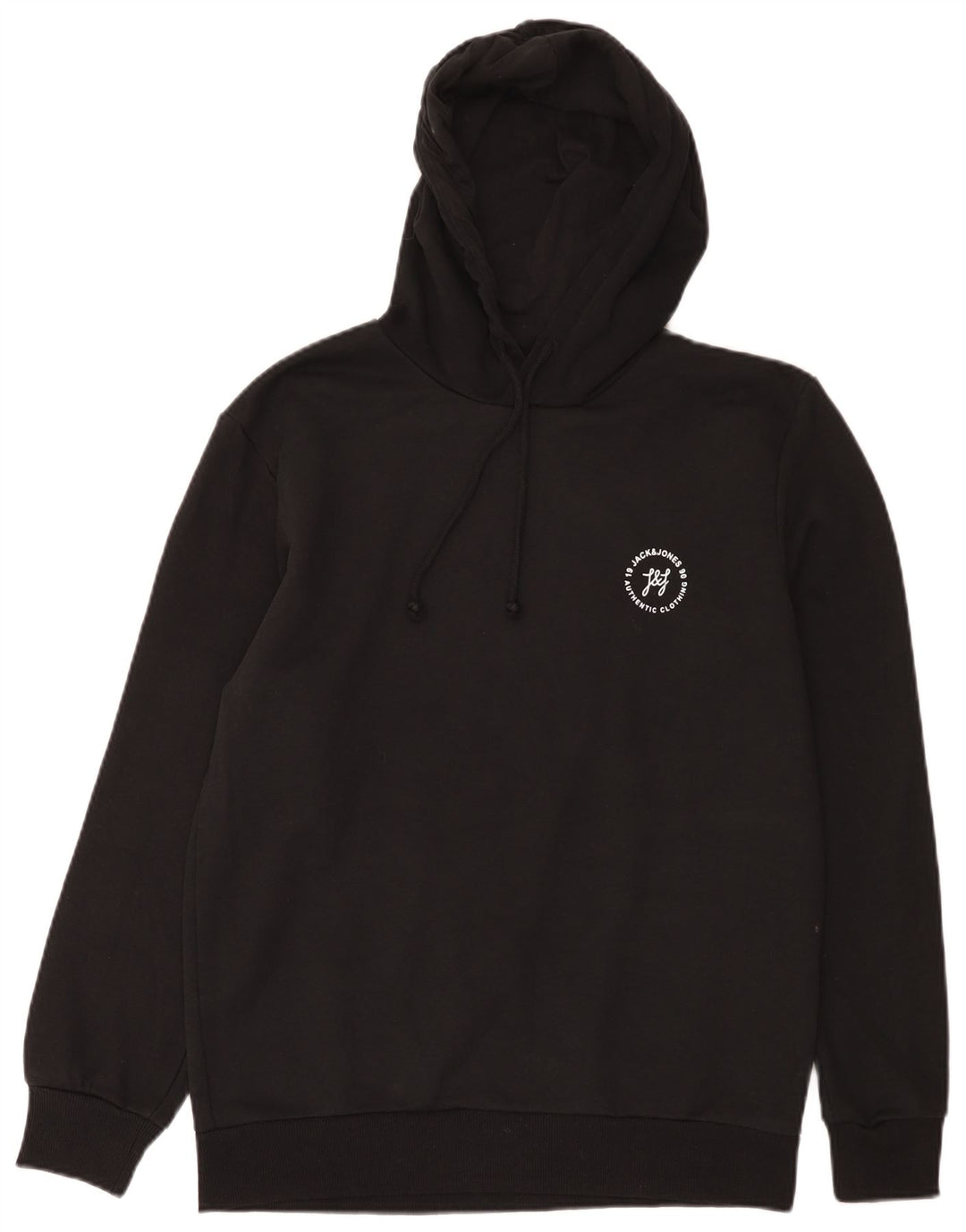 Jack & Jones Mens Hoodie Jumper Large Black Cotton